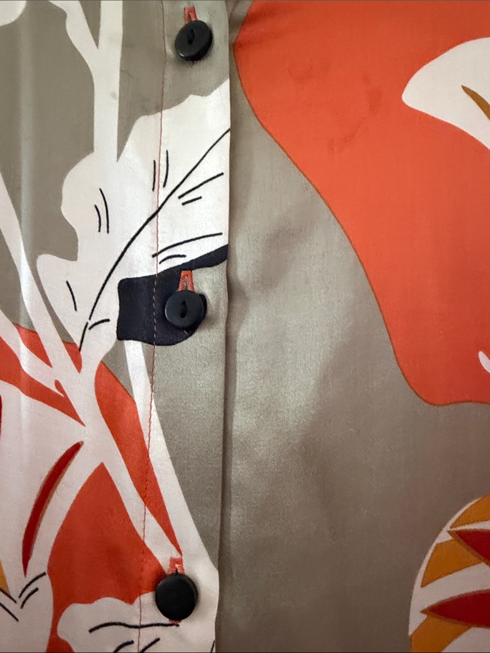Anthropologie Orange and Taupe Floral Button-Front Midi Dress by CoreyLynnCalter - Picture 3 of 7